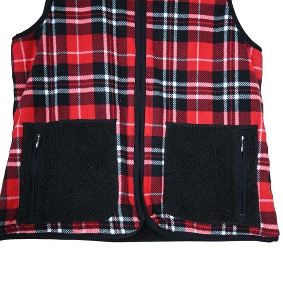Talbots Thermawear Womens MP Reversible Zip Front Fleece Lined Plaid Vest - Picture 5 of 9